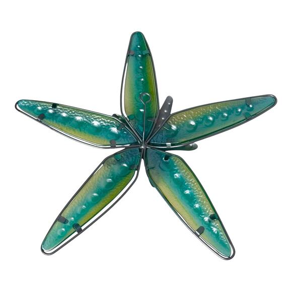 VTG Metal STARFISH ART Wall Hanging 13.5” Nautical Sea Tropical Home Decor Green - Picture 3 of 6